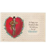 Vintage Postcard Valentine Man in Top Hat Hobo With Silly Grin Embossed - $6.92