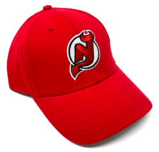 Nhl New Jersey Devils Logo Red Adjustable Curved Bill Mens Retro Hockey Hat Cap - $17.05