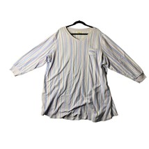 Croft and Barrow Womens Size 3X Nightgown Fleece Long Sleeve Vneck Striped Pajam - £14.68 GBP