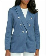 Tahari Light Wash Blue Miltary Blazer Jacket Double Breasted SZ 10 NEW - $103.29 CAD