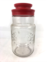 Vintage Anchor Hocking Glass Jar 1776 Bicentennial Liberty Bell Jar with Red Lid - $9.50