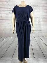 Love Squared Flutter Sleeve Side Tie Soft Jersey Knit Navy Blue Jumpsuit Nwt 3X - £11.72 GBP