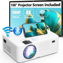 Native 1080P HD Projector WiFi Bluetooth Movie Projector Home Party iOS Android - £46.40 GBP