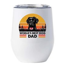 World&#39;s Best Black Labrador Dogs Dad Wine Glass Tumbler 12oz With Lid Gift For P - £17.87 GBP