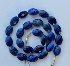 Natural 20 piece faceted lapis lazuli gemstone fancy ovals briolette beads 7 x 1 - £46.58 GBP