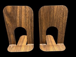 Set 2 Brown Vintage Industrial Metal Book Ends Library Steel 6&quot; (G) - $14.00