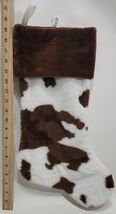 Hobby Lobby Faux Fur Cow Print Brown Cuff Christmas Stocking 18 in - €20,39 EUR