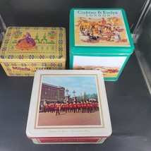Vintage Painted  Cookie or Candy Tins Made In England Mixed Lot 3 Large - £22.05 GBP