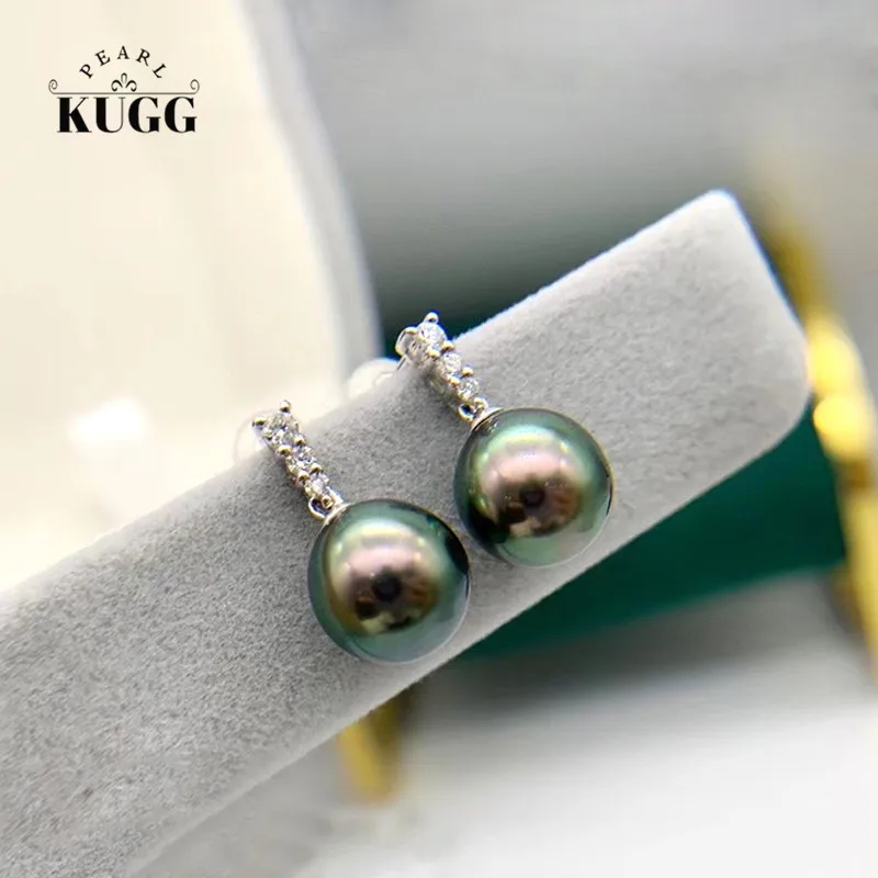 Te gold earrings natural tahiti black pearl real diamond earrings handmade jewelry drop thumb200