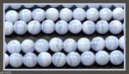 6mm Blue Lace Agate Smooth Round Beads (10) TEN BEADS - £2.37 GBP