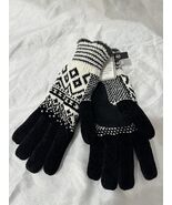 ISOTONER Women Classic Knit Microluxe Lining Gloves, Black/White One Size NWT - $19.99