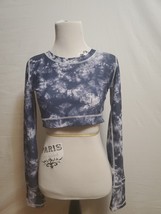 Mono B Blue Tie Dye Open Back Long Sleeve Crop Top Shirt Size Medium - $13.95