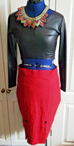 STEAMPUNK/goth/BOHO/PUNK red stretchy pencil SKIRT,SIZE12,Voodoo Vixen.s... - $37.91