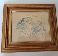 Raoul Dufy Blue ink Lithograph MUSICAL TRIO Limited Edition in Signed - £391.19 GBP