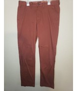 J.Crew Khaki Chino Pants mens 32X32 The Sutton Flat front straight maroon - $26.02 CAD