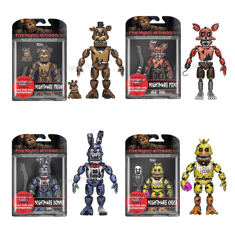 FNAF Nightmare Freddy Figures Bonnie Chica Action Figure PVC Funtime Fox - $30.43+