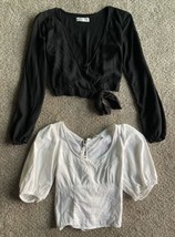 Lot of 2 Abercrombie &amp; Fitch &amp; Hollister Long Sleeve Crop Top Blouses Sz XS - £19.54 GBP