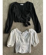 Lot of 2 Abercrombie &amp; Fitch &amp; Hollister Long Sleeve Crop Top Blouses Sz XS - $24.74