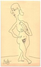 Stylo S&#39;appuyant sur Papier Nu Femme Étude par Connu Artiste - $104.70