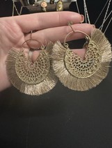 Gold And Cream Tassel Earrings - $128.99 MXN