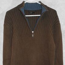 Royal Robbins Brown/Blue Half Zip Ribbed Cotton Sweater - Women&#39;s Large - $23.84 CAD