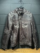 BKE Men’s Motorcycle Bomber Jacket Zip Front Standard Fit Faux Leather Sz Large - £27.65 GBP