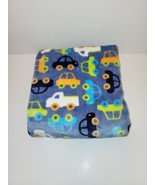 HTF Baby Starters Plush Baby Blanket Vehicle Car Trucks Blue Grey Soft EUC - £25.10 GBP