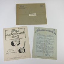 Little Orphan Annie&#39;s Song Sheet Music Ovaltine Letter &amp; Envelope Vintag... - £31.96 GBP