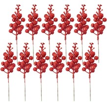 12pcs Artificial Red Picks Spring Festival Christmas Branches Stems - $8.90