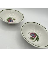 UTE Vintage Pink Blue Yellow Floral Bread Plate with Green Edge Set Of 2 - $27.55