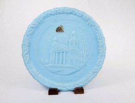 Blue Satin Glass Plate ~ Christmas 1972 The Two Horned Church, Fenton Ar... - £19.16 GBP