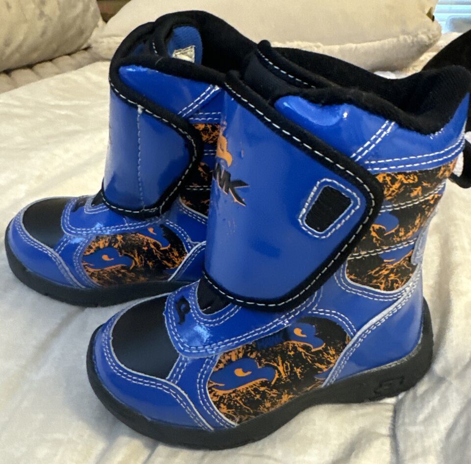 Tony Hawk Toddler Boys Winter Snow Boots Blue Thermolite Waterproof Leather Sz 7 - $34.64