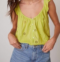 Velvet By Graham &amp; Spencer eyelet coco top in Lime - size M - £60.57 GBP