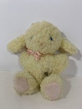 Eden vintage plush lamb sheep floral print ears pink bow ribbon USED MUSIC DEAD - £7.33 GBP