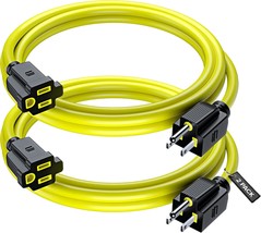 Extension Cord 6 Ft 2 Pack Yellow Power Cords Indoor 16 Gauge Wire SJTW ... - $46.65