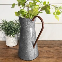 Farmhouse Style Galvanized Metal Jug with Handle, Gray - £31.23 GBP
