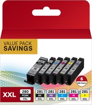 PGI 280XXL CLI 281XXL Ink Cartridges Compatible Replacement for Canon 280 281 In - £56.92 GBP