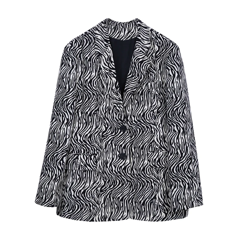  Autumn   Women&#39;s Blazer Black and White Zebra Print Suit Jackets femenino - £271.15 GBP