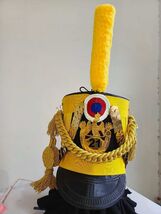 Napoleonic Waterloo Officer Shako Hat: Leather, Gold Braid - $225.00