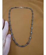 (v489-7) 21&quot; Black Hematite Iron oxide cylinder beaded Gem bead Necklace... - $24.99