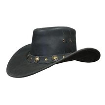 Antique Buffalo Coin Cowboy Black Leather Hat - £155.87 GBP