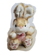 Bunny Rabbit Stuffed Animal Easter Brown White Coral Ribbon Trim 12” Sit... - $148.17 MXN