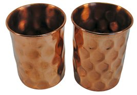 Terrapin Trading 2 x Hammered Pure Copper Ayurvedic Water Beer Beakers Glass Cup - £19.32 GBP