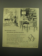 1960 Bloomingdale&#39;s Moreddi Desk and Chair Ad - Danish double in teak - £11.78 GBP