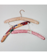 Vintage Wire Wood PADDED Clothes Hangers SET OF 3 Multicolor - $24.00