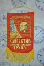 vintage RED PENNANT URSS premio motivazione lavoratori sovietici propaganda... - £28.26 GBP