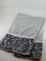 Vintage Royal Velvet by Fieldcrest Navy Blue &amp; Gray USA Bath Towel - £15.66 GBP