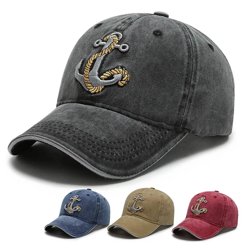 New Cool Women Men Cotton Washed Baseball Cap Anchor Embroidery Four Season - £10.70 GBP+