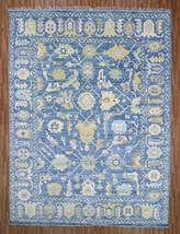 9x12 Blue Handmade Turkish Colourful Oushak Area Rug, Free Shipping - £1,382.57 GBP