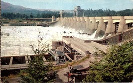 Bonneville Dam between Oregon and Washington Open Spillway with fish ladders - £5.20 GBP